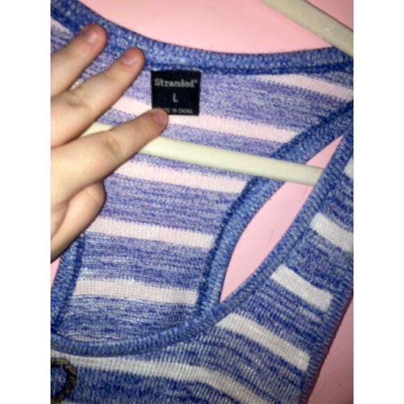 Stranded blue and white love rope striped tank top size large - Picture 3 of 6